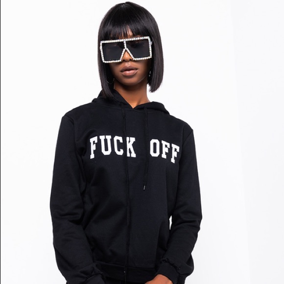 Tops - FUCK OFF Black Hoodie
